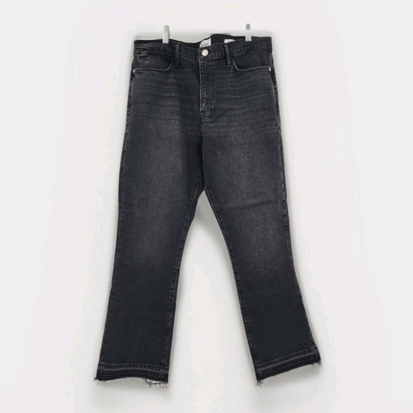 Frame Denim Le High Straight Jeans Size 31 Hutchinson Black Frayed Hem - Picture 3 of 15